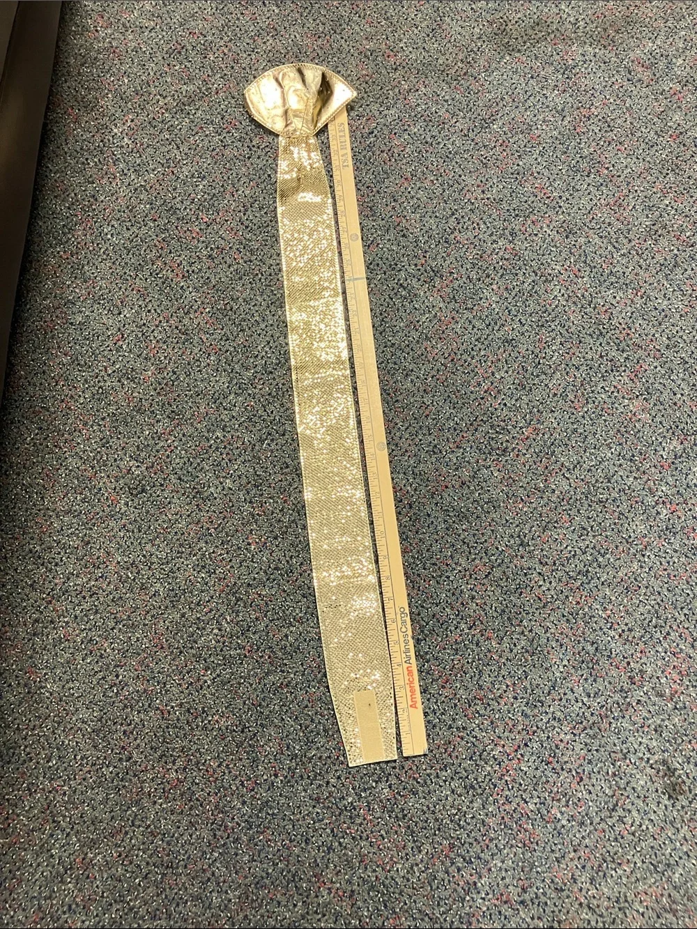 Whiting & Davis Metallic Gold Sequin Bow Belt